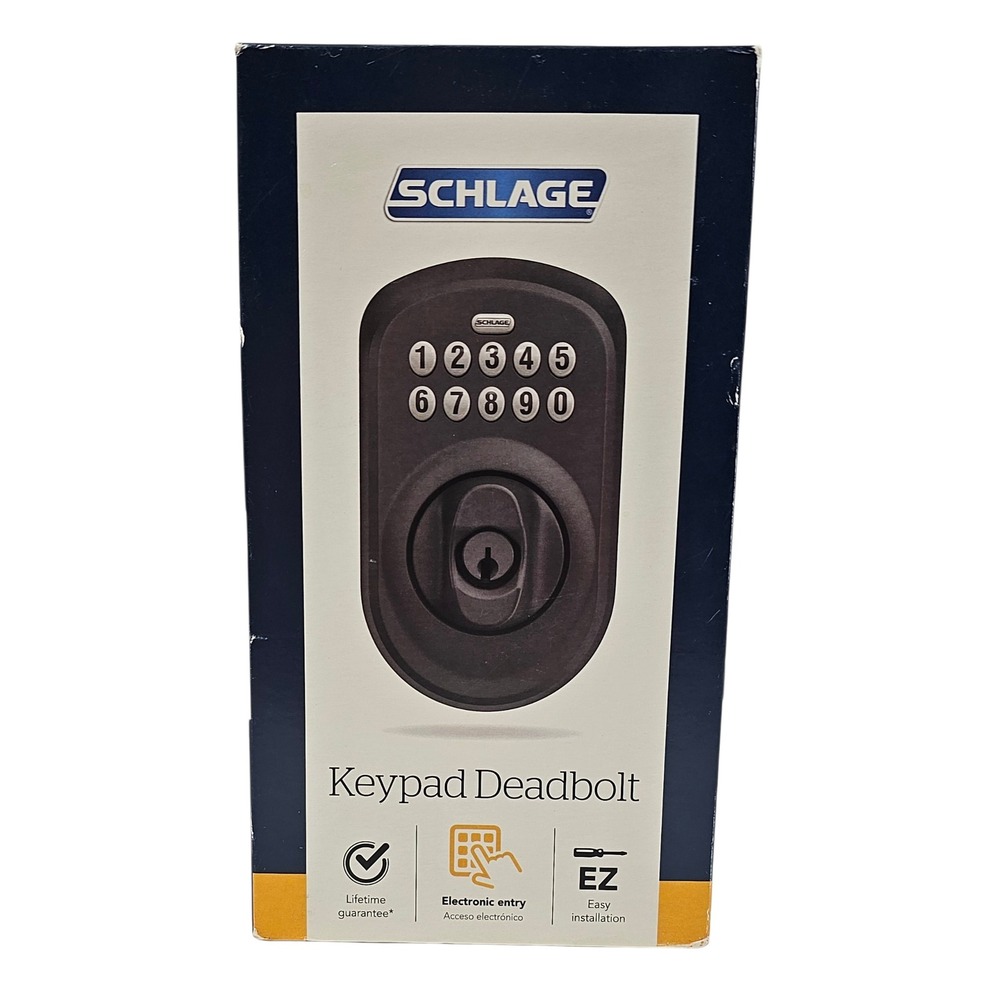 Schlage BE365 Plymouth Keypad Electronic Deadbolt Matte Black BE365 PLY 622 New